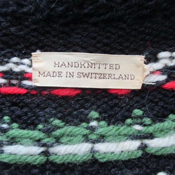 Wool Cardigan Sweater Hand Knit Made in Switzerland Icelandic Nordic Style - Picture 8 of 13